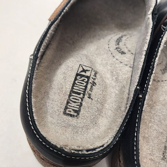 Pikolinos Granada Leather Clogs Slip On Black Size 40 US 9.5 Made In Spain - Picture 9 of 15